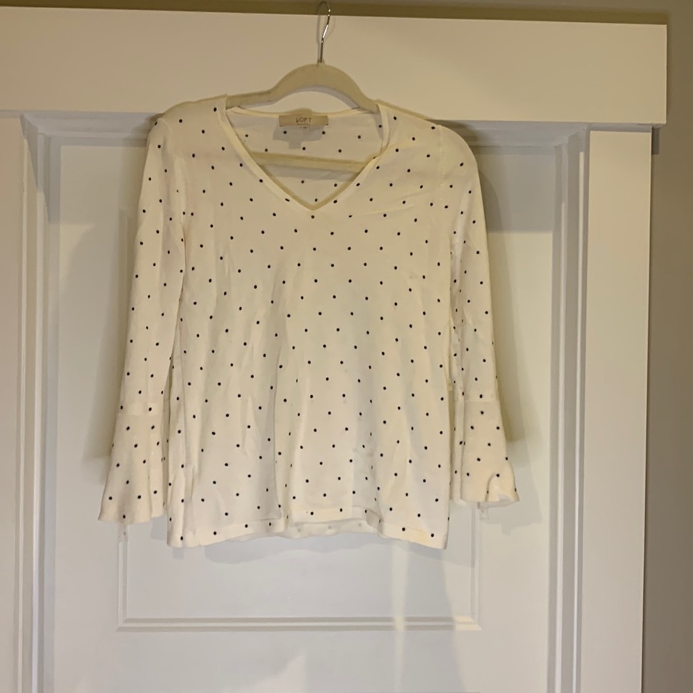 Ann Taylor loft, light weight knit shirt/sweater long bell sleeves